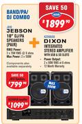 Jebson 10" DJ/PA Speakers(Pair) JB10+Dixon Integrated Stereo Amplifier With USB & SD Slots K2250USB