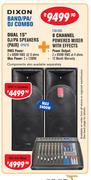 Dixon Dual 15" DJ/PA Speakers(Pair) SPX215+8 Channel Powered Mixer With Effects FXB-650 Combo
