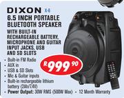 Dixon 6.5" Portable Bluetooth Speaker With Built In Rechargeable Battery,Microphone &Guitar Jack X-6
