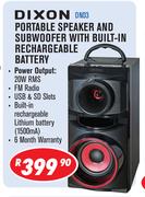 Dixon Portable Speaker & Subwoofer With Built In Rechargeable Battery DN03