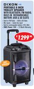 Dixon Portable 8 Inch Trolley Speaker With Bluetooth, FM Radio, Built-In Rechargeable Battery, USB &