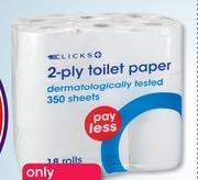 Clicks 2 Ply Toilet Paper 9 Rolls-Per Pack