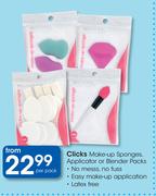 Clicks Make Up Sponges, Applicator Or Blender Packs-Per Pack