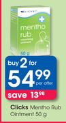Clicks Mentho Rub Ointment-2 x 50g