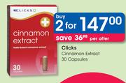 Clicks Cinnamon Extract 30 Capsules-For 2