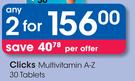 Clicks Multivitamin A-Z 30 Tablets-For 2