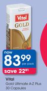 Vital Gold Ultimate A-Z Plus 30 Capsules-Per Pack