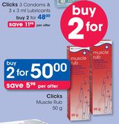 Clicks Muscle Rub-2x50g Per Offer