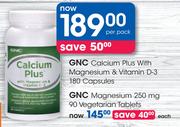 GNC Magnesium 250mg-90 Vegetarian Tablets Each