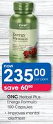 GNC Herbal Plus Energy Formula-100 Capsules Per Pack