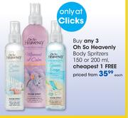 Oh So Heavenly Body Spritzers-150ml/200ml Each