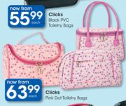Clicks Pink Dot Toiletry Bags-Each
