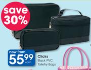 Clicks Black PVC Toiletry Bags-Each