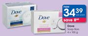 Dove Soap Bars-4x100g Per Pack