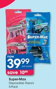 Super Max Disposable Razors 5 Pack-Per Pack