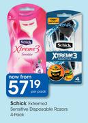 Schick Extreme 3 Sensitive Disposable Razors 4 Pack-Per Pack