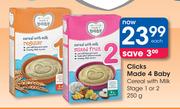 Clicks Made 4 Baby Cereal With Milk Storage 1 Or 2-250g Each