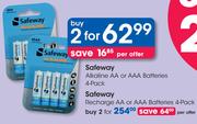 Safeway Alkaline AA Or AAA Batteries 4 Pack-For 2