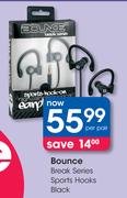 Bounce Break Series Sports Hooks Black-Per Pair