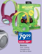 Bounce Kids’ Folding Headphones For Girls Or Boys-Each