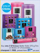 D’licious Wafer Rolls Tins Or Boxes Of Chocolates-370g Per Pack