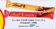 Lindt Lindor Sticks-38g Each