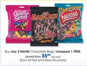 Nestle Chocolate Bags (Excl. Kit Kat And Aero Pouches)-Per Pack