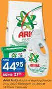Ariel Auto Machine Washing Powder 2Kg, Liquid Detergent 1.5L Or 14 Power Capsules-Each