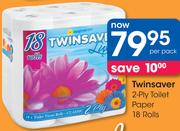 Twinsaver 2-Ply Toilet Paper 18 Rolls-Per Pack