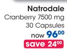 Natrodale Cranberry 7500mg 30 Capsules-Per Pack