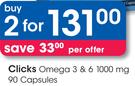 Clicks Omega 3 & 6 1000mg 90 Capsules-2's