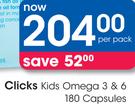 Clicks Kids Omega 3 & 6 180 Capsules-Per Pack