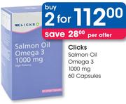 Clicks Salmon Oil Omega 3 1000mg 60 Capsules-2's