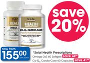 Solal Health Prescription Omega 3x3 60 Softgels/Co-Q10 Cardio-Care 60 Capsules-Per Pack