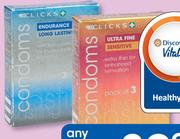 Clicks 3 Endurance Ribbed Or Ultra Fine Condoms-2's