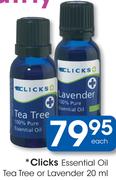 Clicks Essential Oil Tea Tree Or Lavender-20ml Each