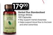 Herbal Plus Standardised Ginkgo Biloba 100 Capsules-Each