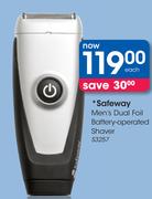 Safeway Men's Dual Foil Battery-Operated Shaver-Each