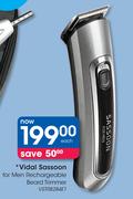 Vidal Sassoon For Men Reachargeable Beard Trimmer-Each