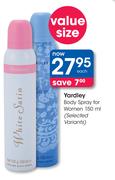 Yardley Body Spray For Women-150ml Each