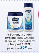Clicks Hydrate Body Creams-500ml Or Lotions-400ml Each