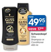 Schwarzkopf Gliss Shampoo Or Conditioner-400ml Each