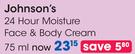 Johnson's 24 Hour Moisture Face & Body Cream -75ml