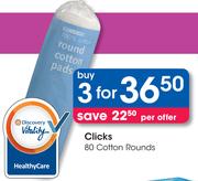 Clicks 80 Cotton Rounds-3's