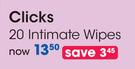 Clicks 20 Intimate Wipes