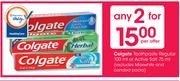 Colgate Toothpaste Regular 100ml Or Active Salt-75Ml-Any 2 per offer
