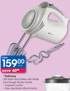 Safeway 200 Watt Hand Mixer With Whisk And Dough Hooks PIA1858