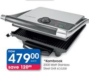 Kambrook 2000 Watt Stainless Steel Grill KCG200