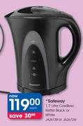 Safeway 1.7ltr Cordless Kettle Black Or White-JA2673B Or JA2673W Each