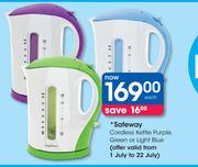 Safeway Cordless Kettle Purple, Green Or Light Blue Each